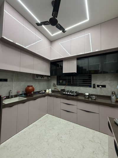 Mauve high gloss PVC modular kitchen by Shree Krushn, Ahmedabad